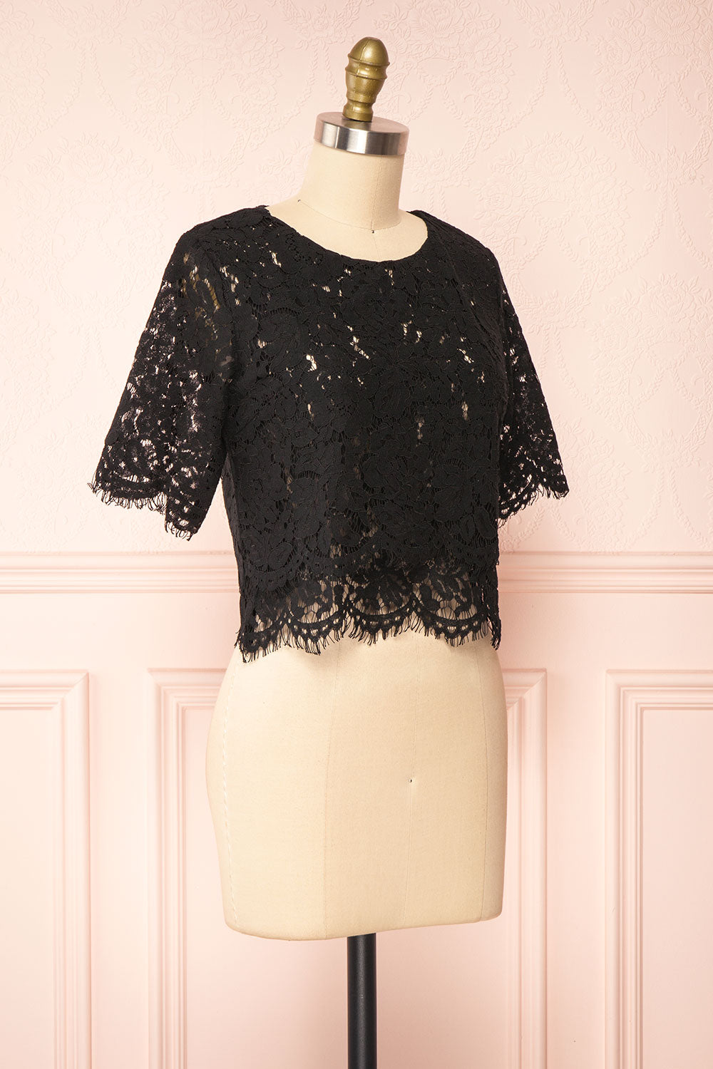Paora black Lace Scalloped Top | Boudoir 1861 side view