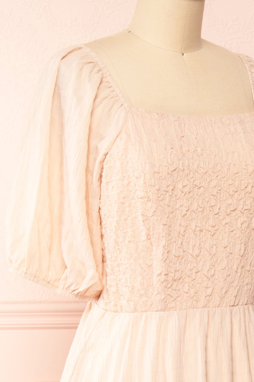 Parthenia A-Line Tiered Midi Dress | Boutique 1861 side close-up