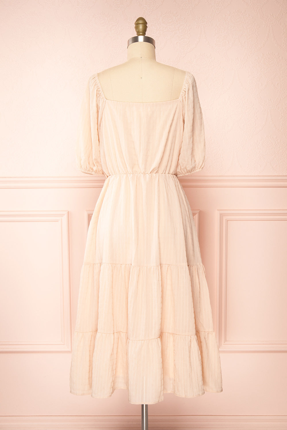 Parthenia A-Line Tiered Midi Dress | Boutique 1861 back view