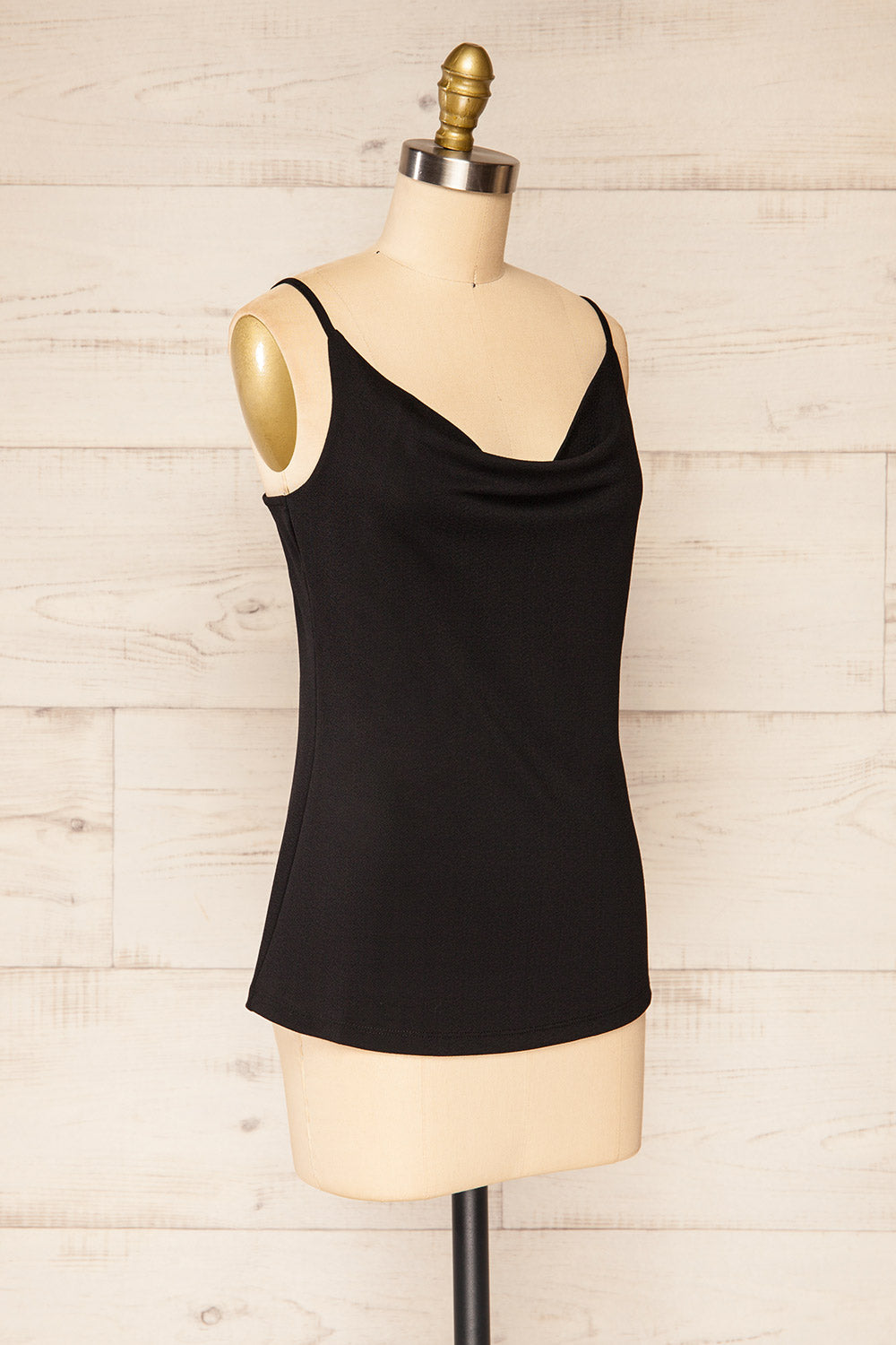 Partye Black Cowl Neck Cami Top | La petite garçonne side view