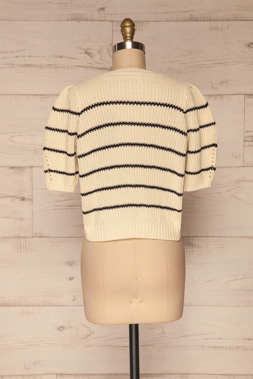Pasym Cream Black Stripes Knit Crop Top back view | La petite garçonne
