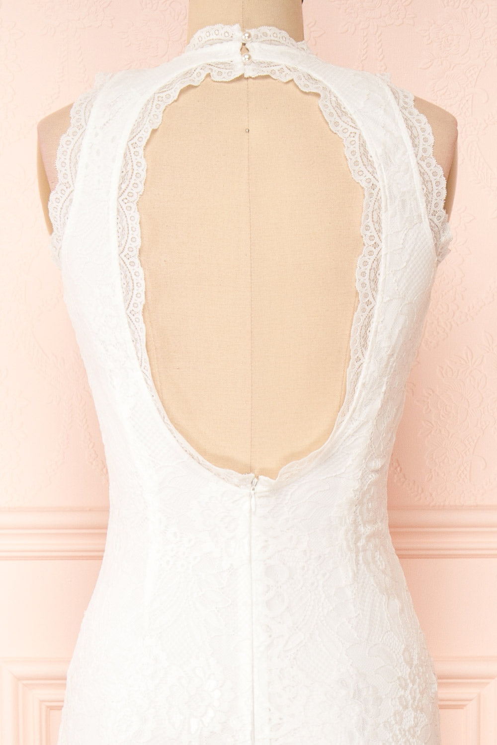 Patsy White Lace Wedding Dress w/ Open-Back | Boudoir 1861 back close-up