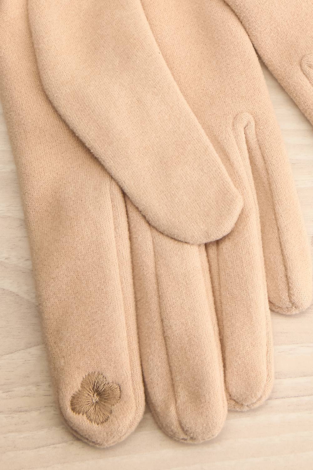 Paysage D'Automne Felt Gloves w/ Leopard Print | La petite garçonne back close-up