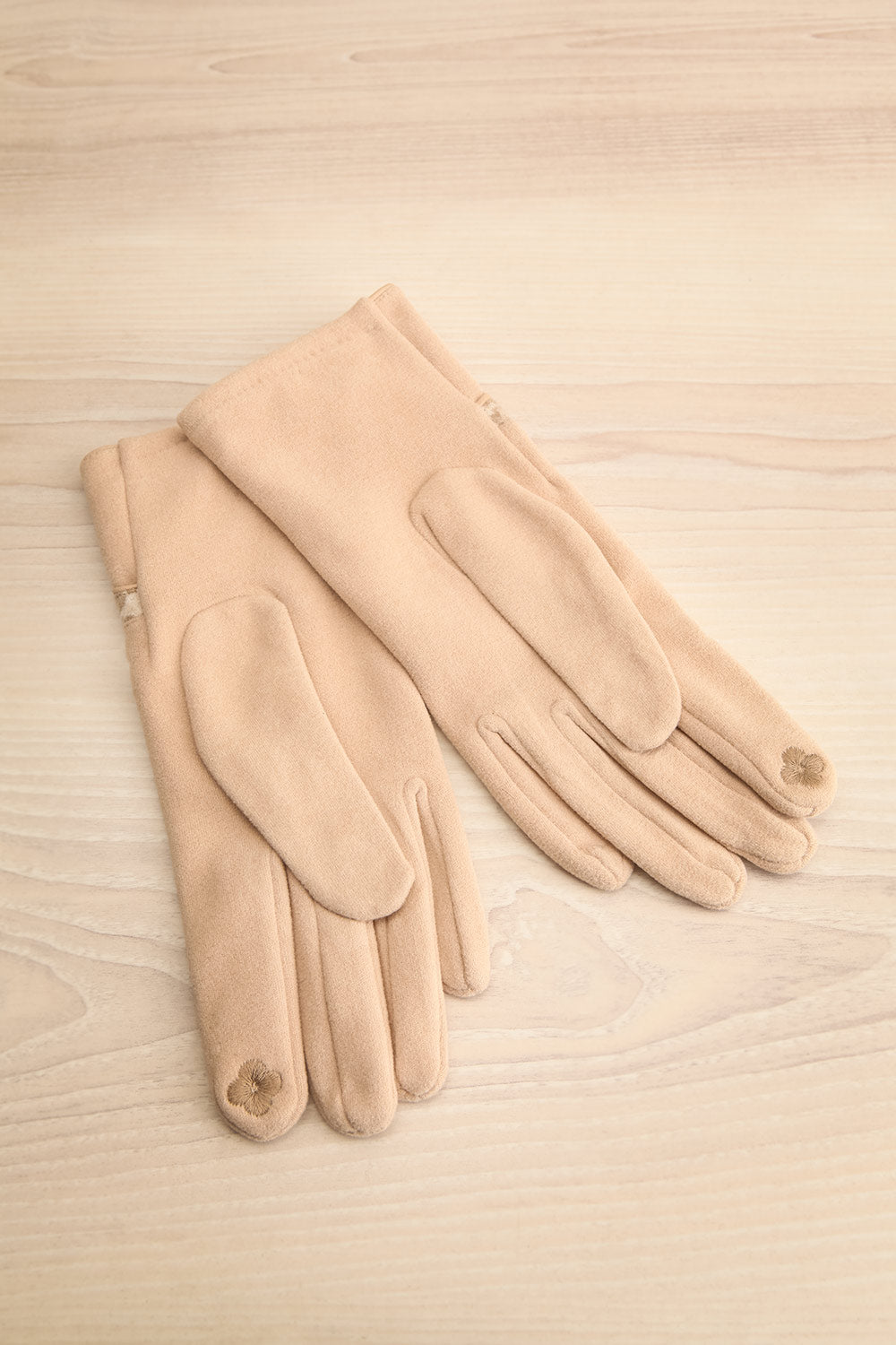 Paysage D'Automne Felt Gloves w/ Leopard Print | La petite garçonne back view