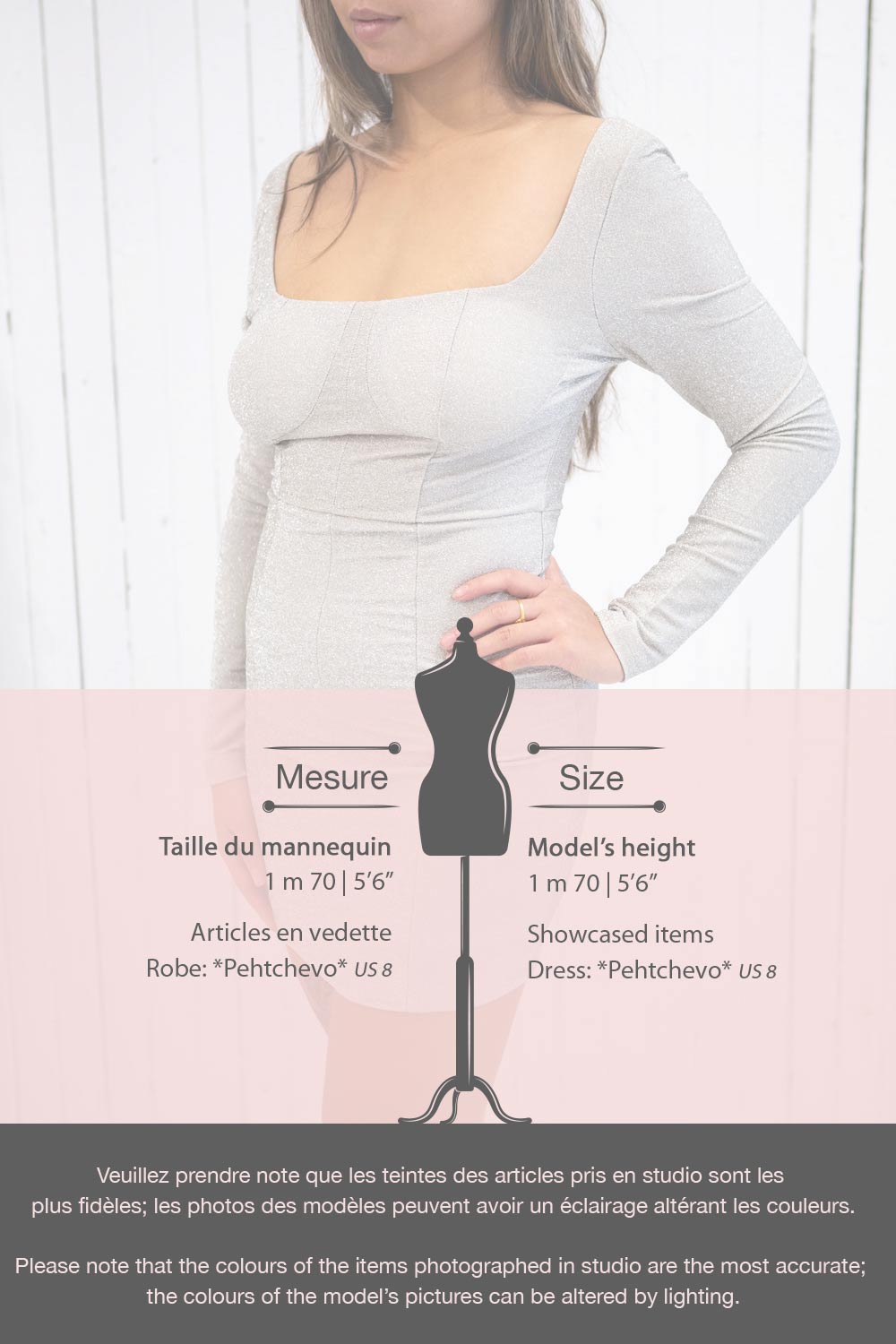 Pehtchevo Silver Long Sleeve Short Dress | La petite garçonne fiche