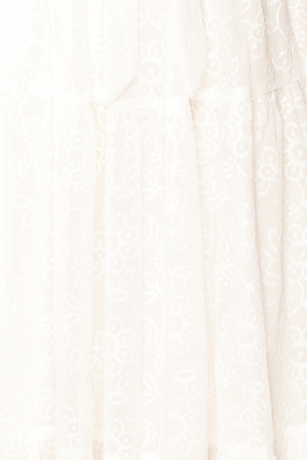 Pepita White Chiffon Midi Dress w/ Floral Embroidery | Boutique 1861fabric