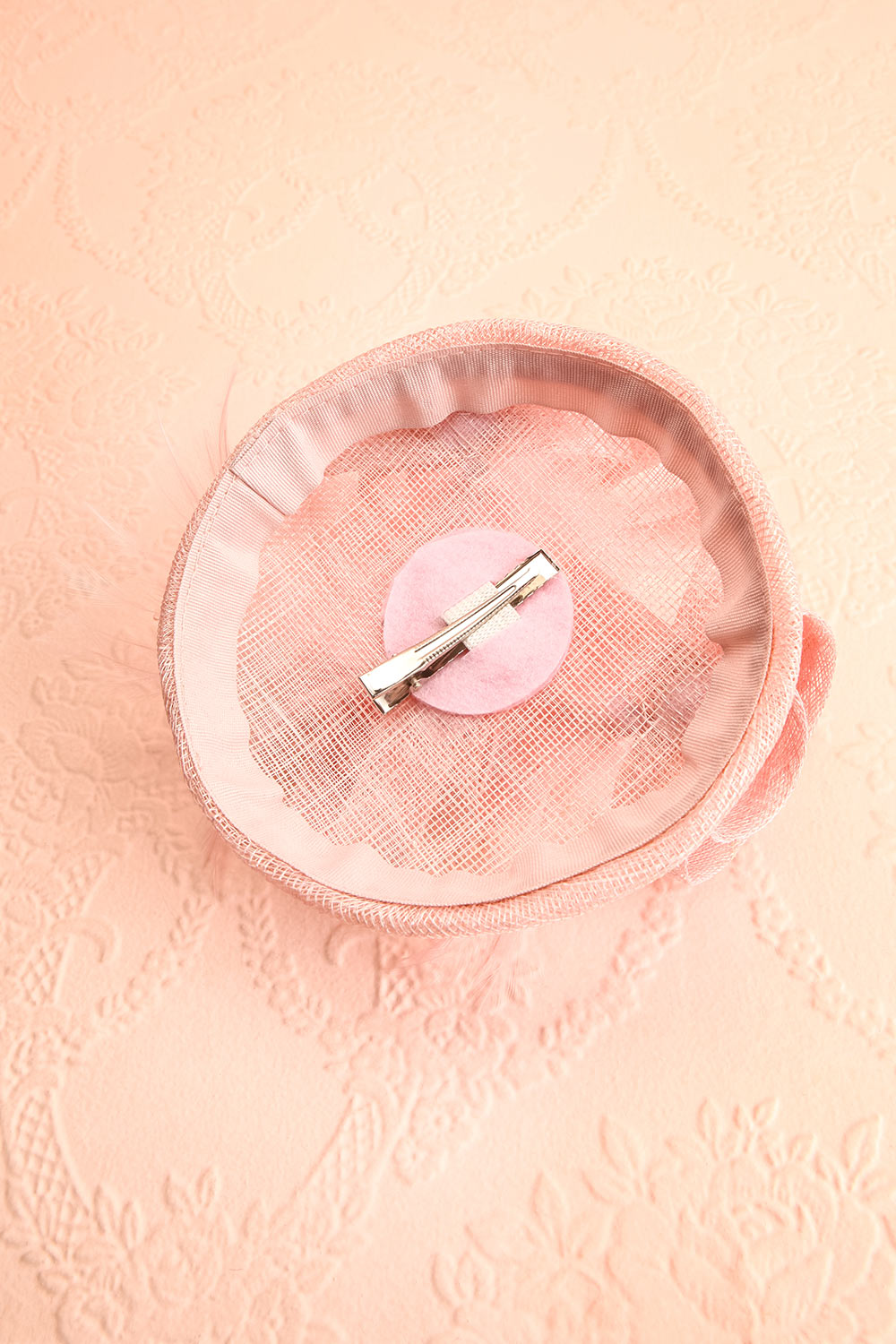 Perdita Pink Fascinator w/ Feathers | Boutique 1861 back view