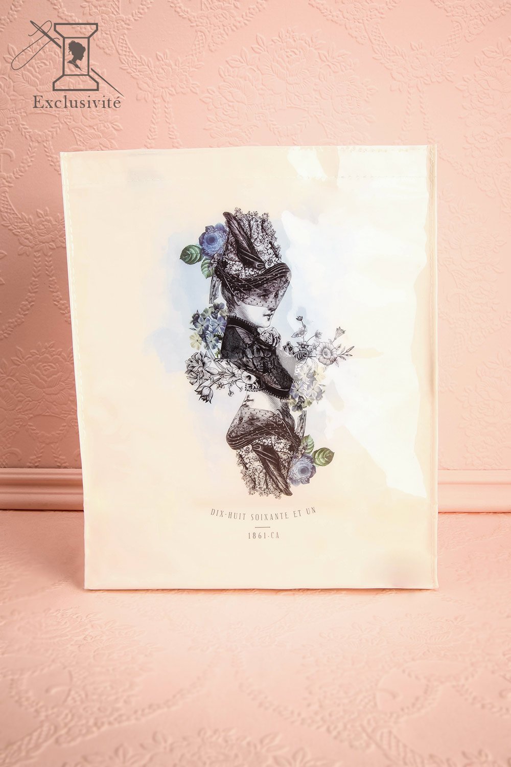 Petit Sac Vernis Blu 1861 - Cream glossy reusable bag front view