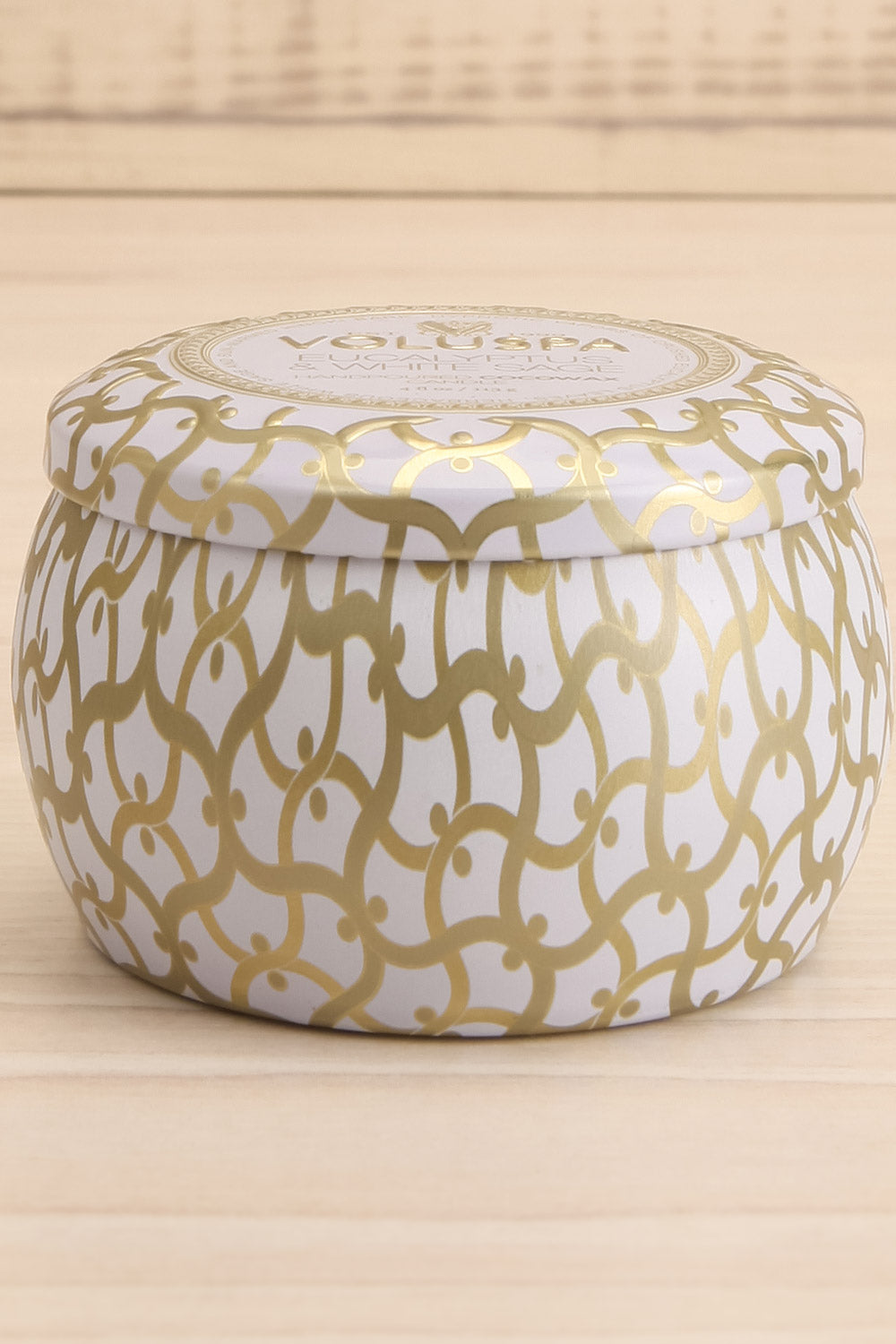 Eucalyptus & White Sage Petite Tin Candle | Maison garçonne close-up