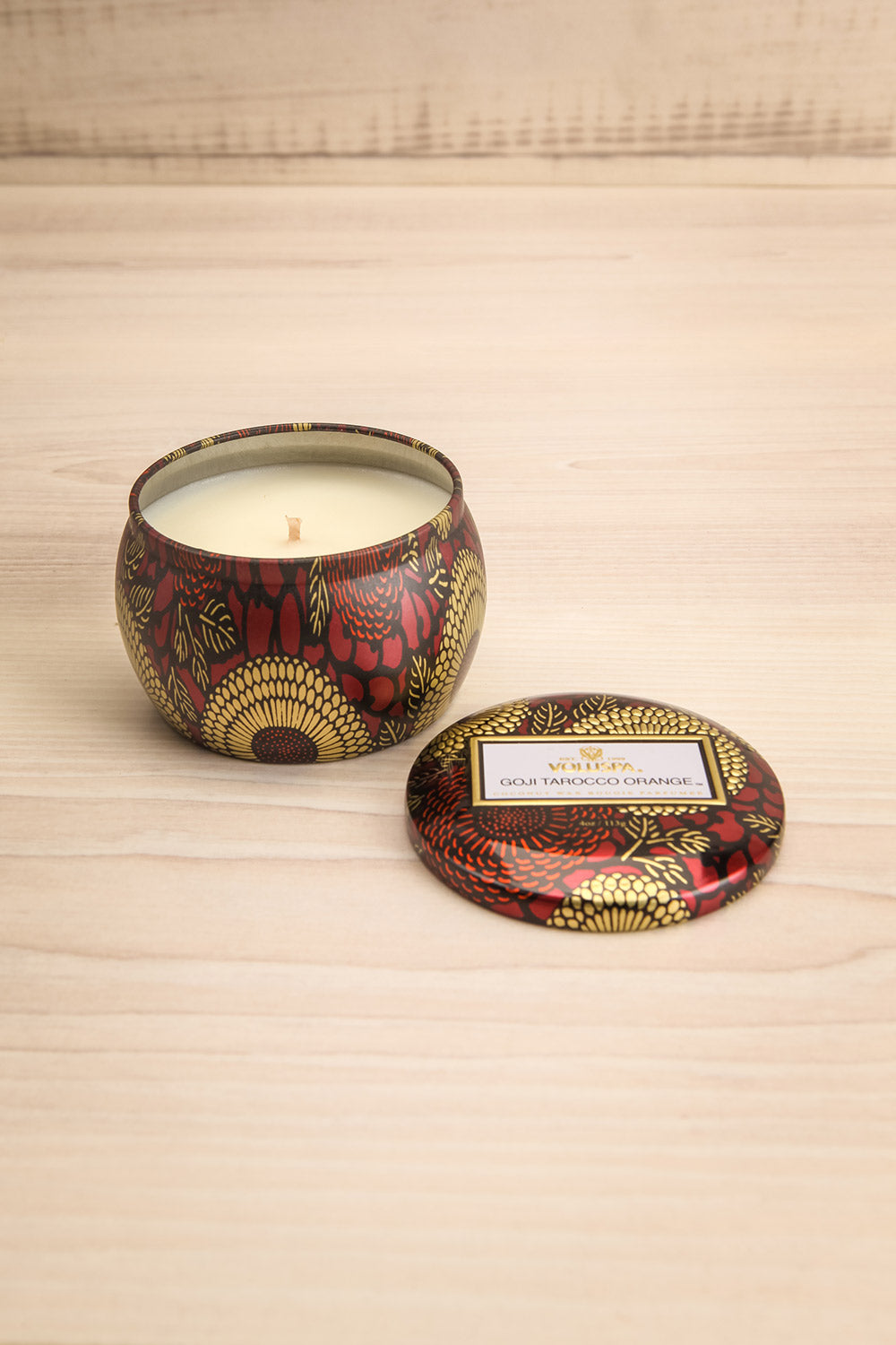 Petite Tin Candle Goji Tarocco Orange | Voluspa | La petite garçonne