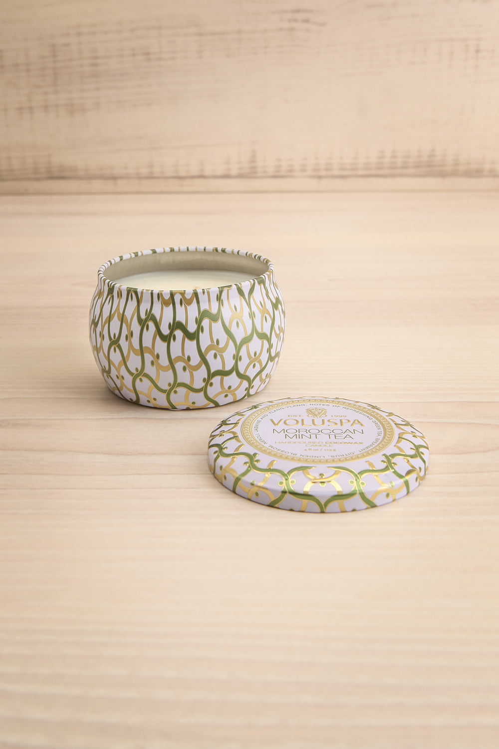Petite Tin Candle Moroccan Mint Tea by Voluspa | La petite garçonne open