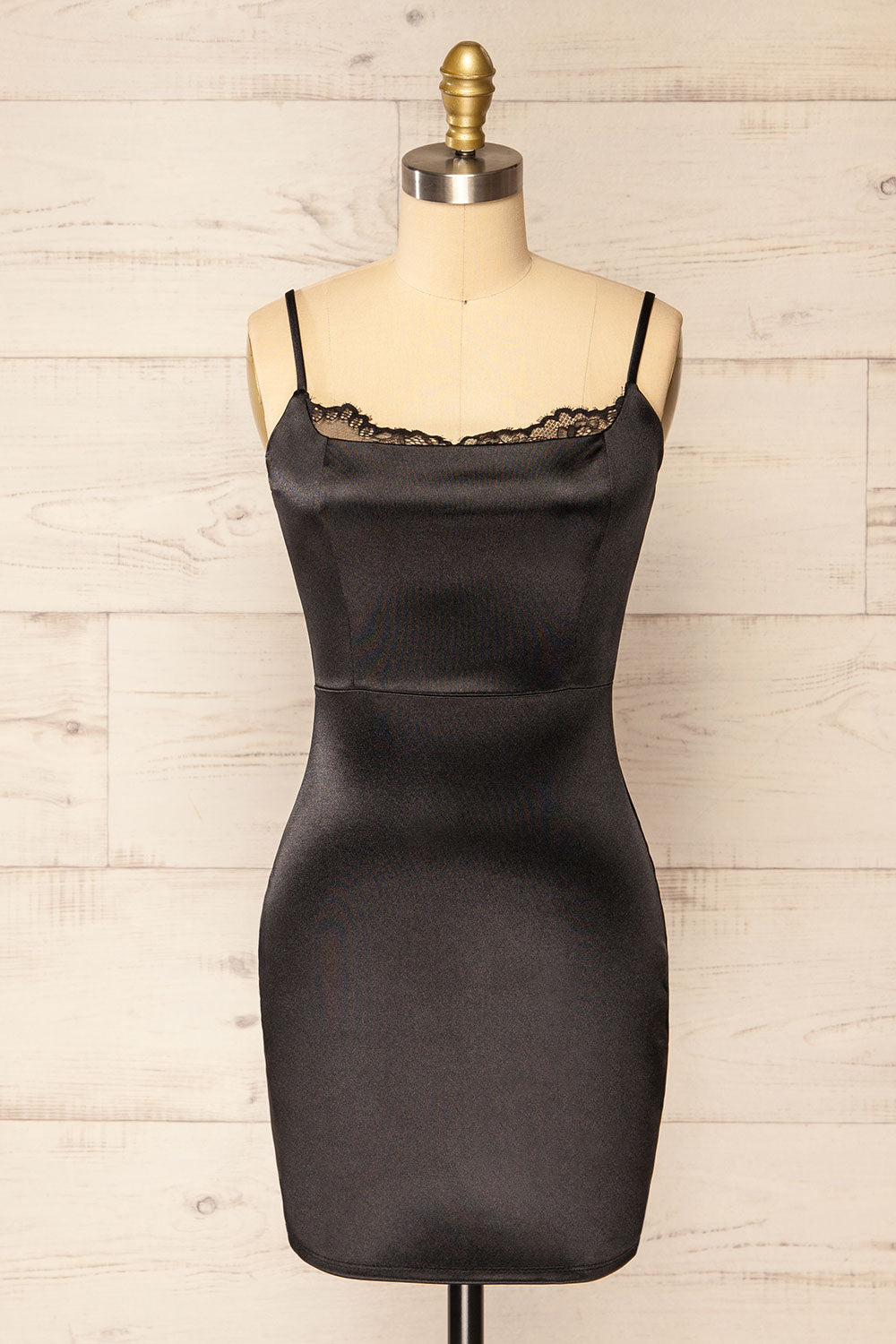 Pheonix Short Black Dress w/ Lace | La petite garçonne front view