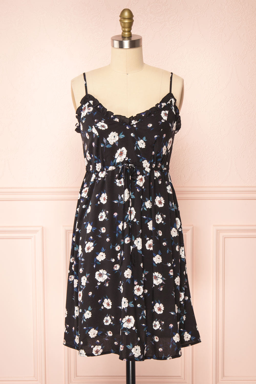 Piana Black Short Floral Dress | Boutique 1861 front view