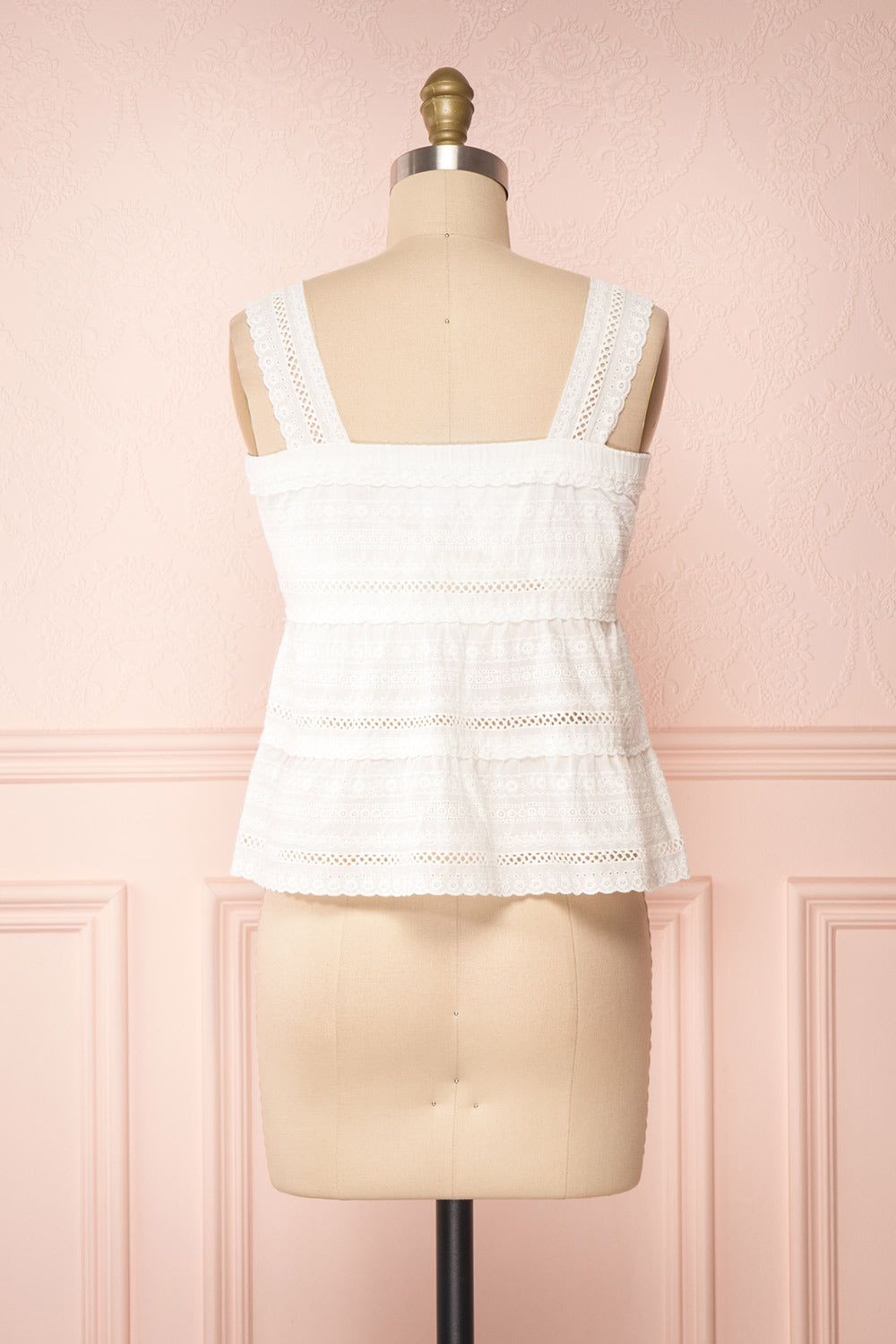 Pianella White Cropped Openwork Cami | Boutique 1861 back view