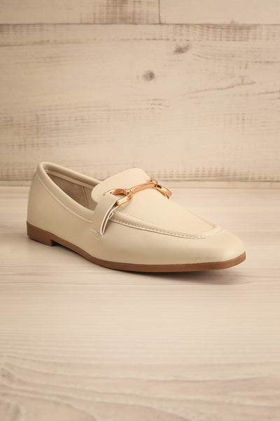 Picasso Ivory Pointed Faux-Leather Loafers | La petite garçonne front view