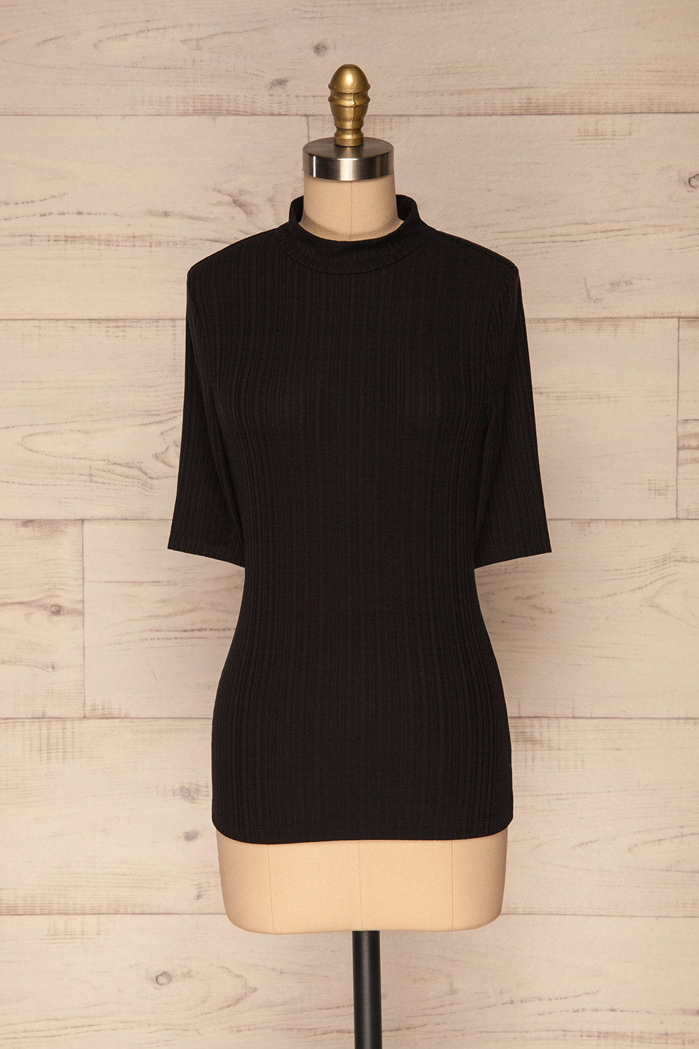 Pieszyce Black Mock Neck Top front view | La petite garçonne