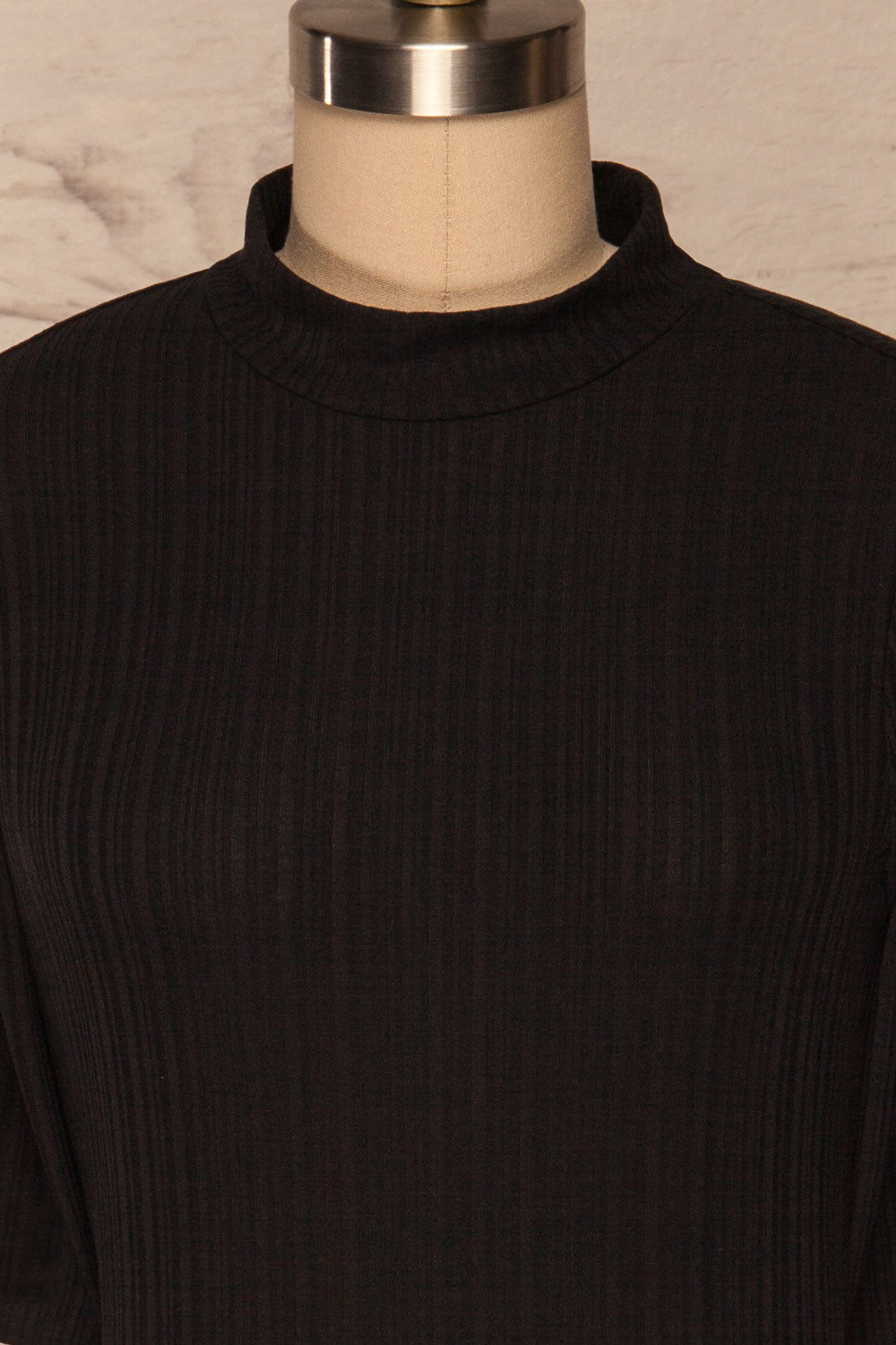 Pieszyce Black Mock Neck Top front close up | La petite garçonne