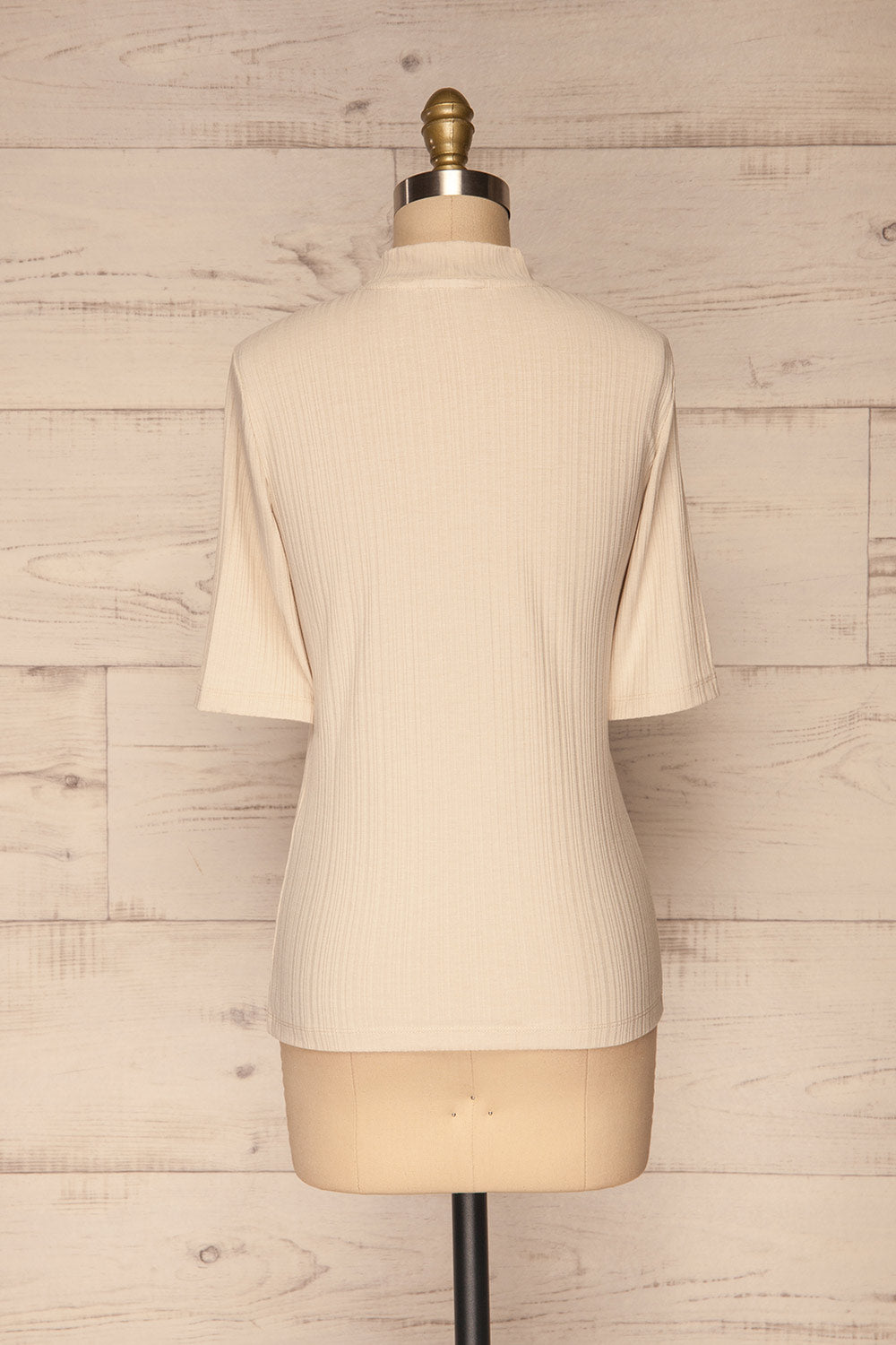 Pieszyce Cream White Mock Neck Top back view | La petite garçonne