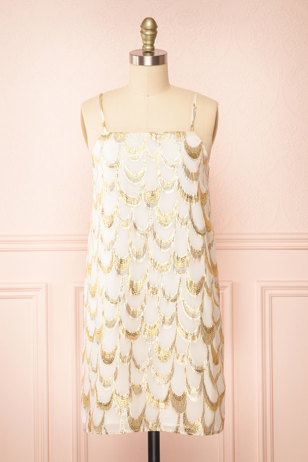 Piper Short Dress w/ Scallop Embroidery | Boutique 1861 front view