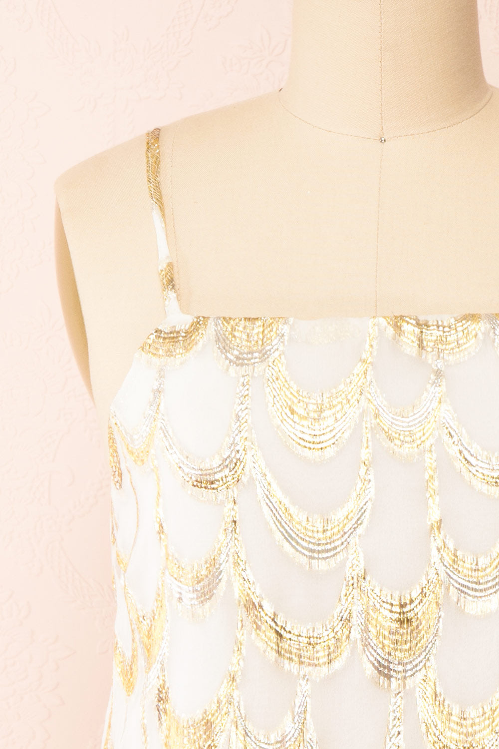 Piper Short Dress w/ Scallop Embroidery | Boutique 1861 front close-up