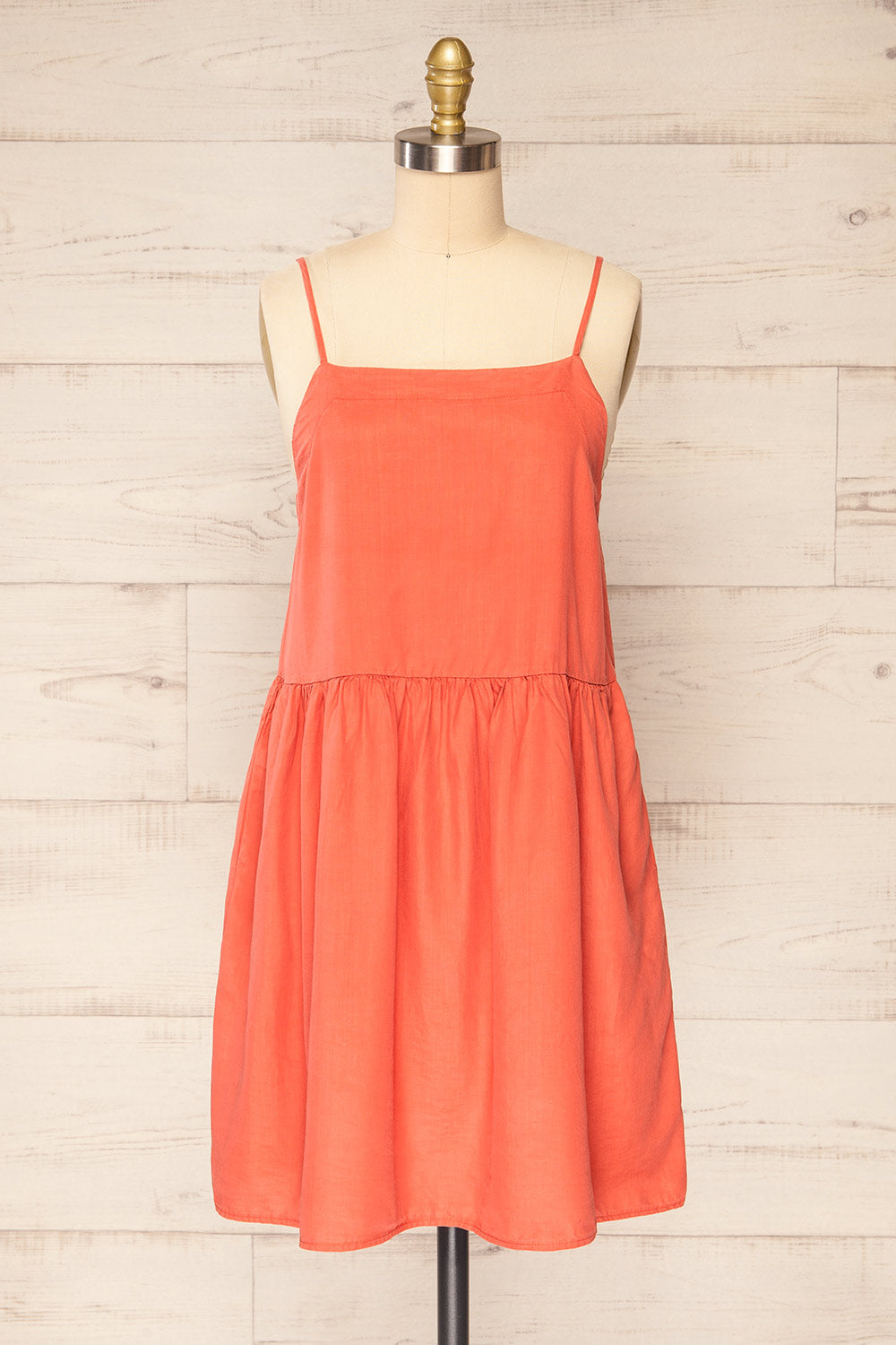 Plagjia Coral Short Dress w/ Pockets | La petite garçonne front view