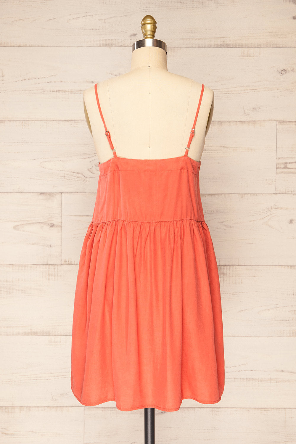 Plagjia Coral Short Dress w/ Pockets | La petite garçonne back view