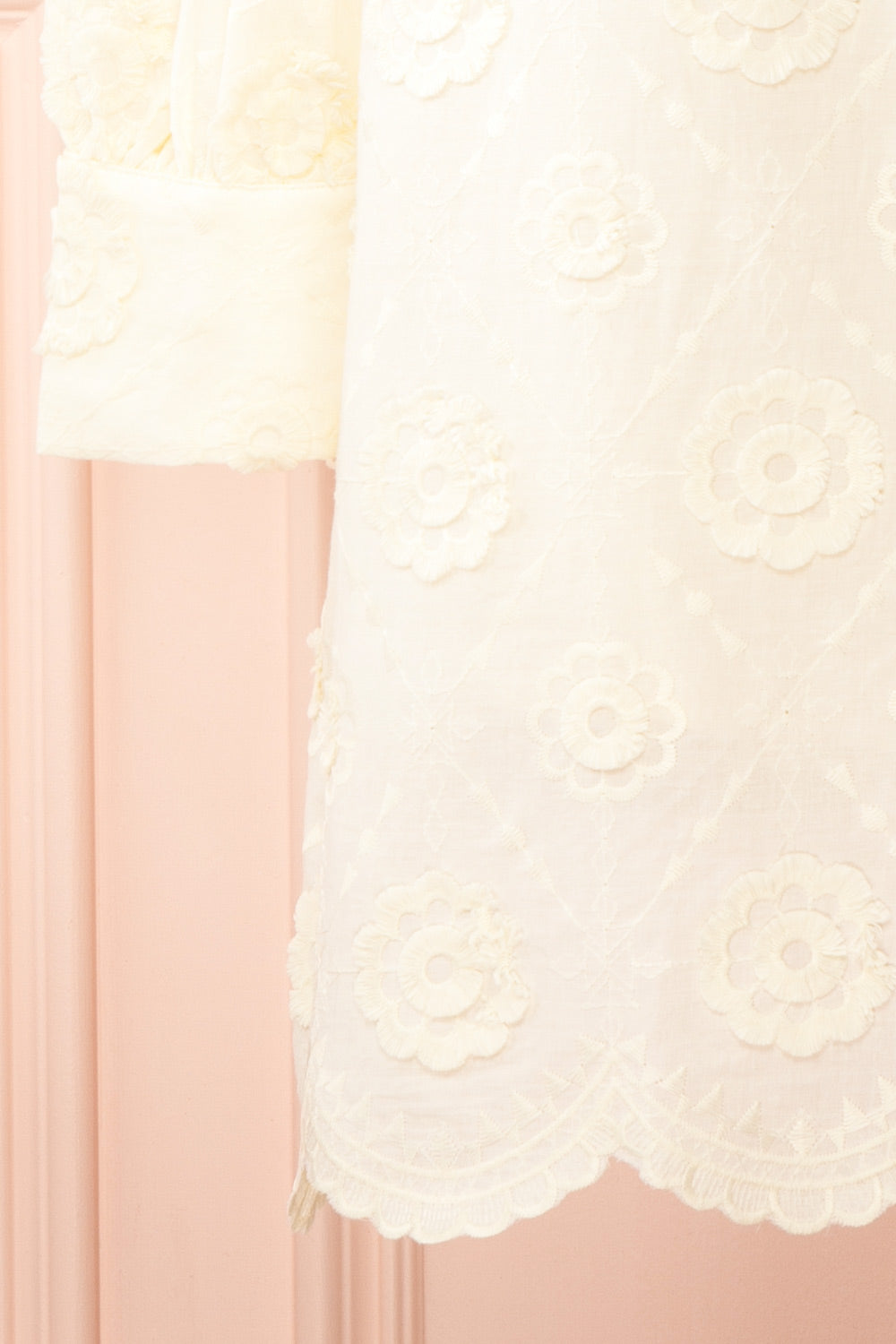 Pnoae Floral Embroidered Short Shift Dress | Boutique 1861 sleeve