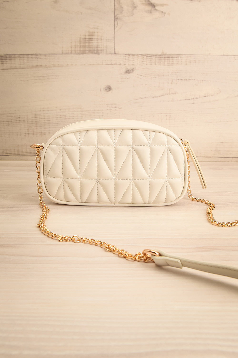 Pommier Ivory Crossbody Bag w/ Chains | La petite garçonne front view