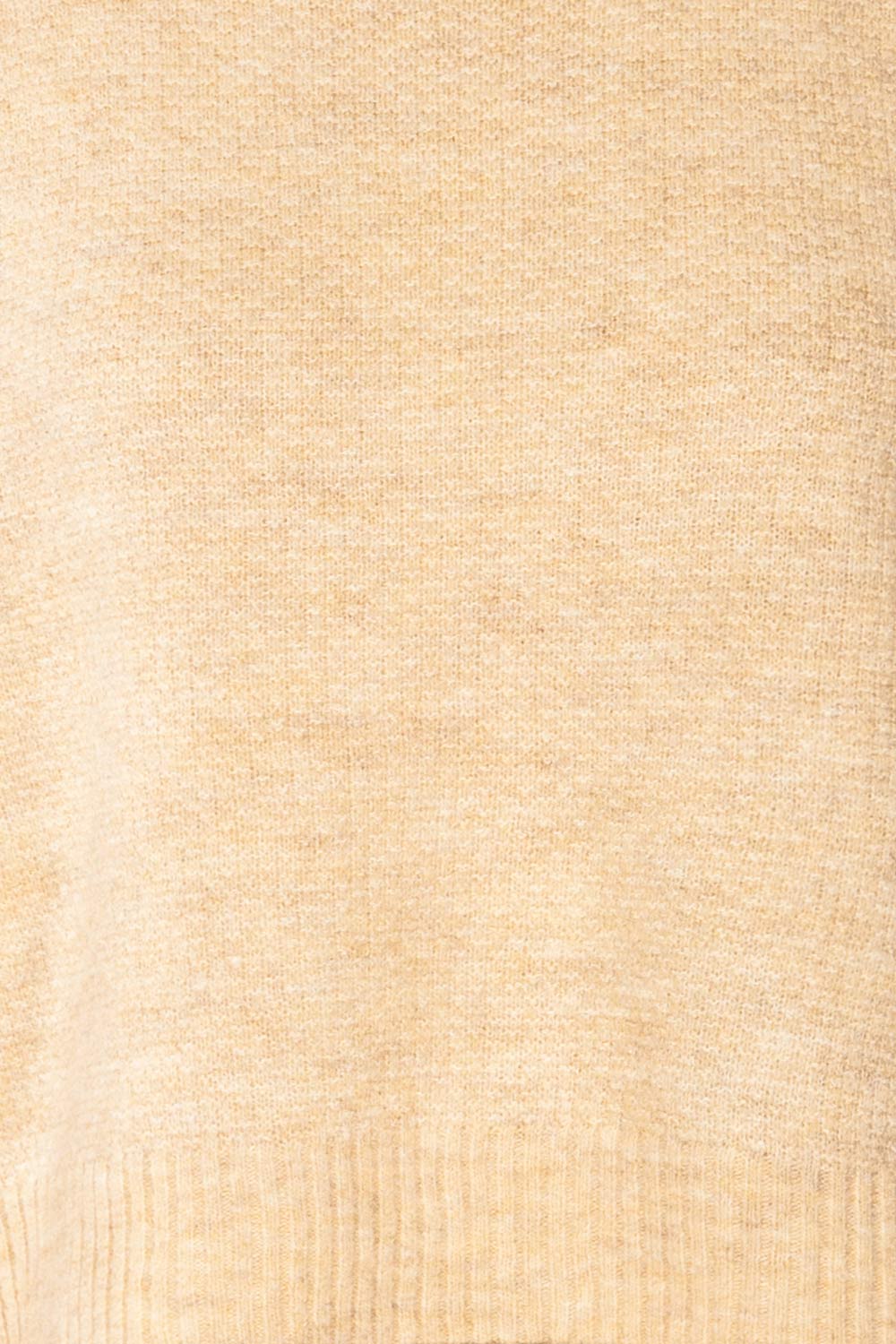 Pori Beige Soft Knit Mock Neck Sweater | La petite garçonne fabric