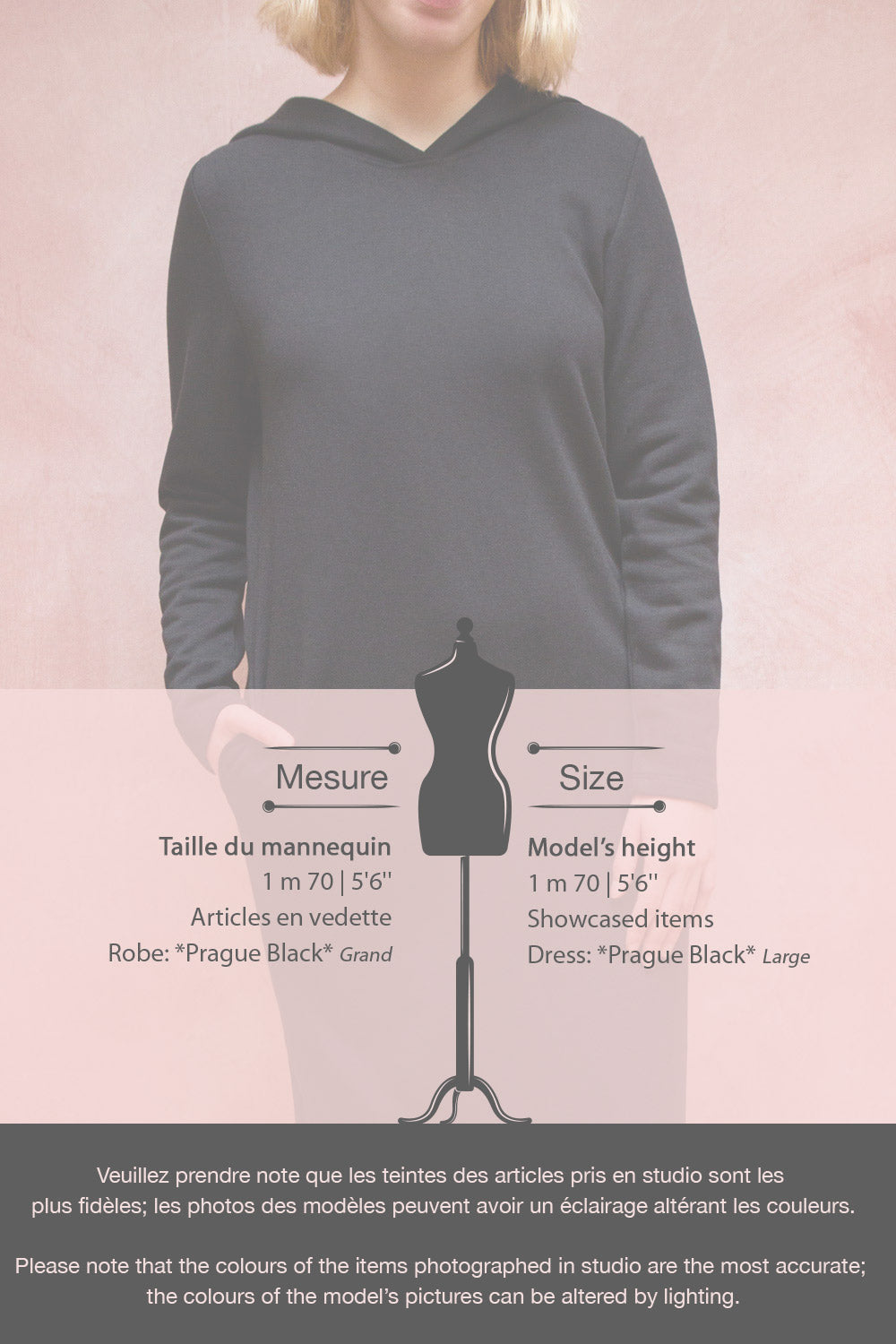 Prague Black Midi Hooded Sweater Dress | La petite garçonne fiche