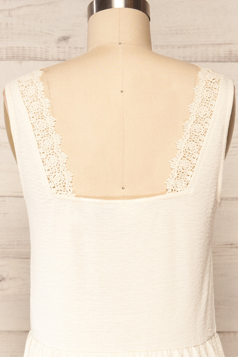 Preddu Beige Short Tiered Dress w/ Frills | La petite garçonne back close up