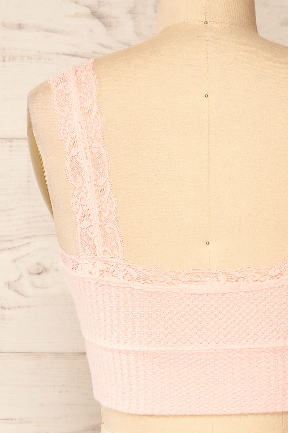 Pregje V-Neck Cropped Cami w/ Lace Details | La petite garçonne back close-up