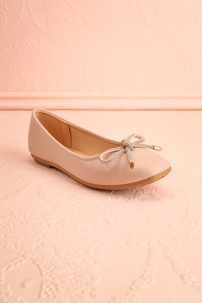 Premier Blush Ballerina Shoes w/ Crystal Studded Bow | Boutique 1861 front view