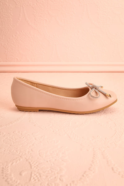 Premier Blush Ballerina Shoes w/ Crystal Studded Bow | Boutique 1861 side view