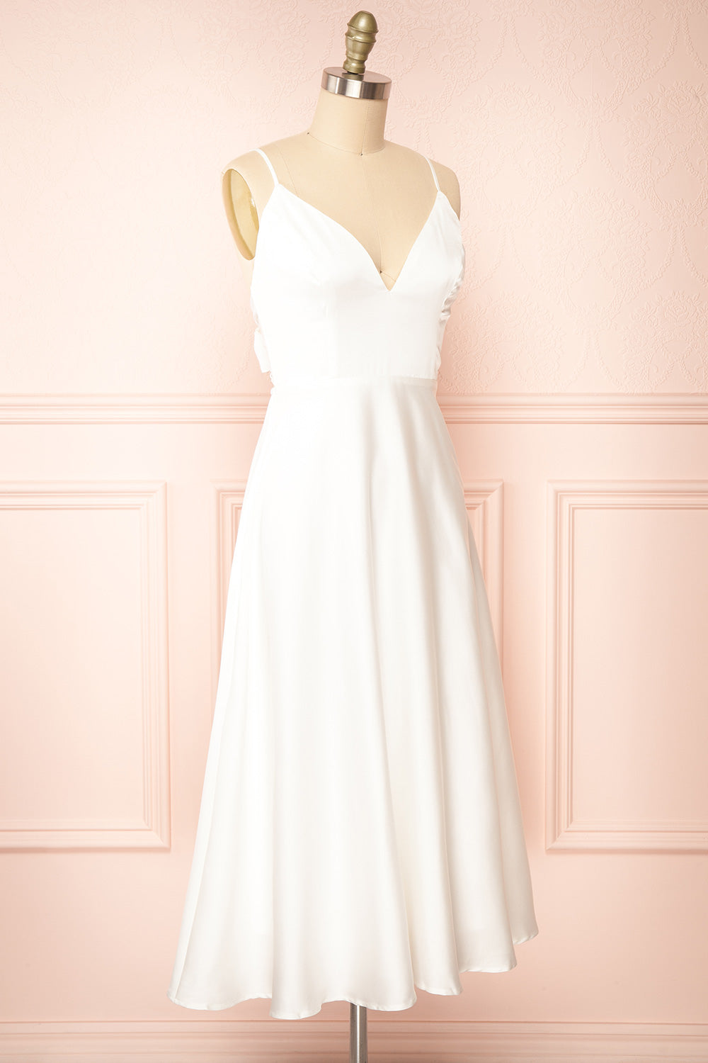 Prudence Ivory Tie-Back Midi Dress | Boudoir 1861 side view