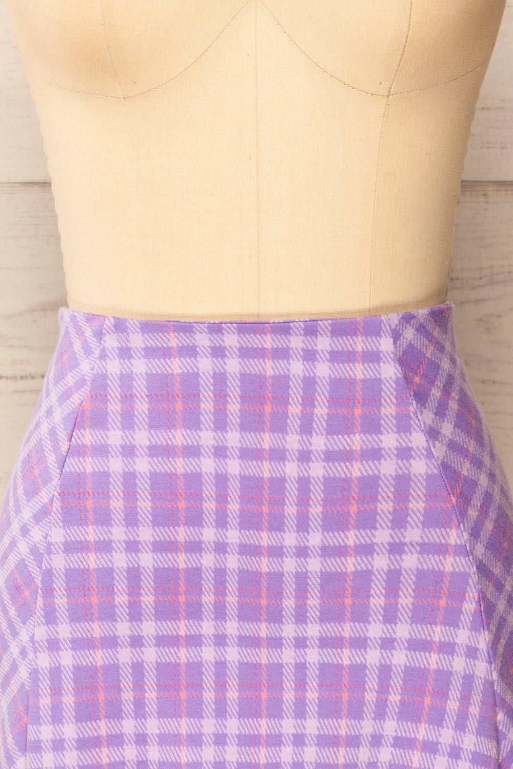 Pucisca Short A-Line Plaid Skirt | La petite garçonne front close-up
