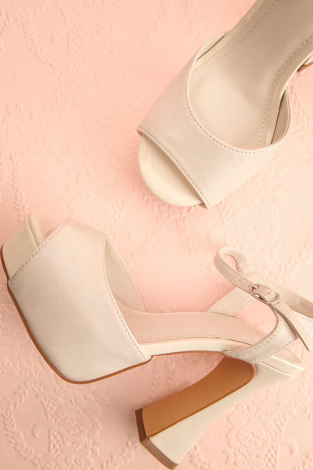 Quando Ivory Platform Heeled Sandals | La petite garçonne flat view