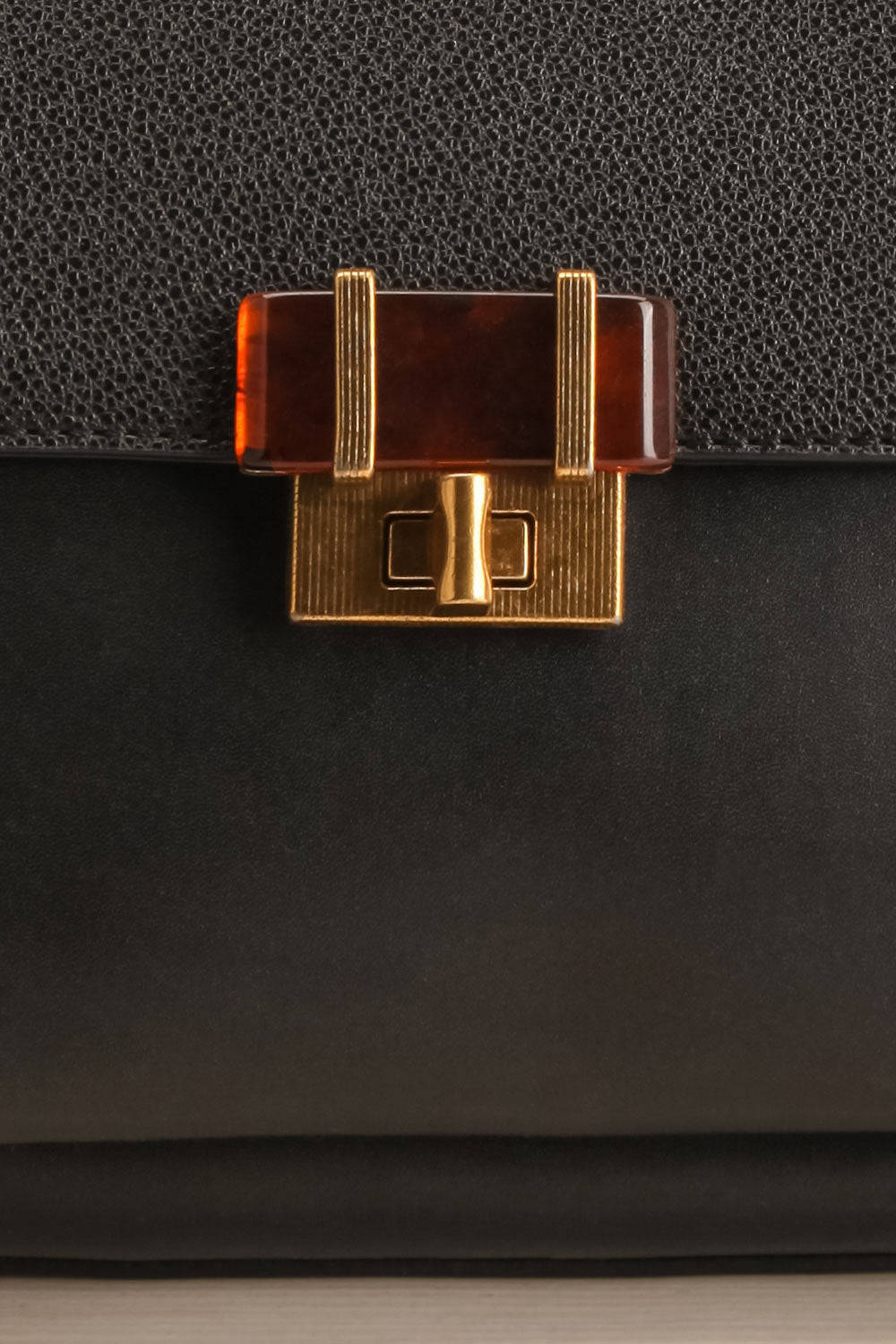 Questio Black Top Handle Crossbody Handbag | La petite garçonne front close-up