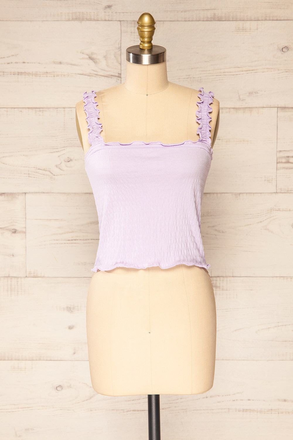 Raciaz Lilac Crop Top with Ruffles | La petite garçonne front view