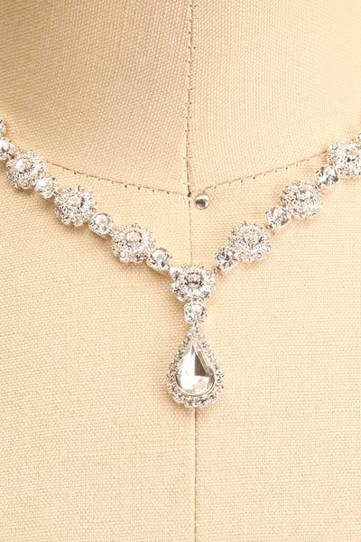 Radelle Silver Necklace w/ Crystal Pendant | Boutique 1861 close-up