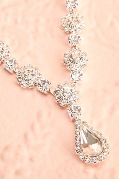 Radelle Silver Necklace w/ Crystal Pendant | Boutique 1861 flat close-up