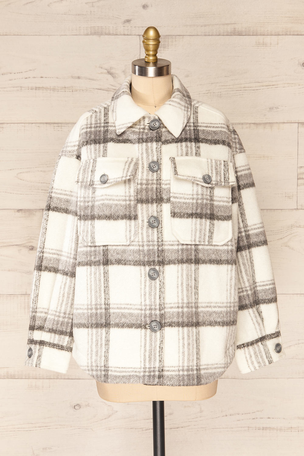 Radum Beige Oversized Shirt Jacket | La petite garçonne front view