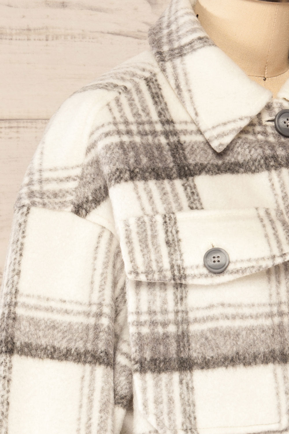 Radum Beige Oversized Shirt Jacket | La petite garçonne side close-up