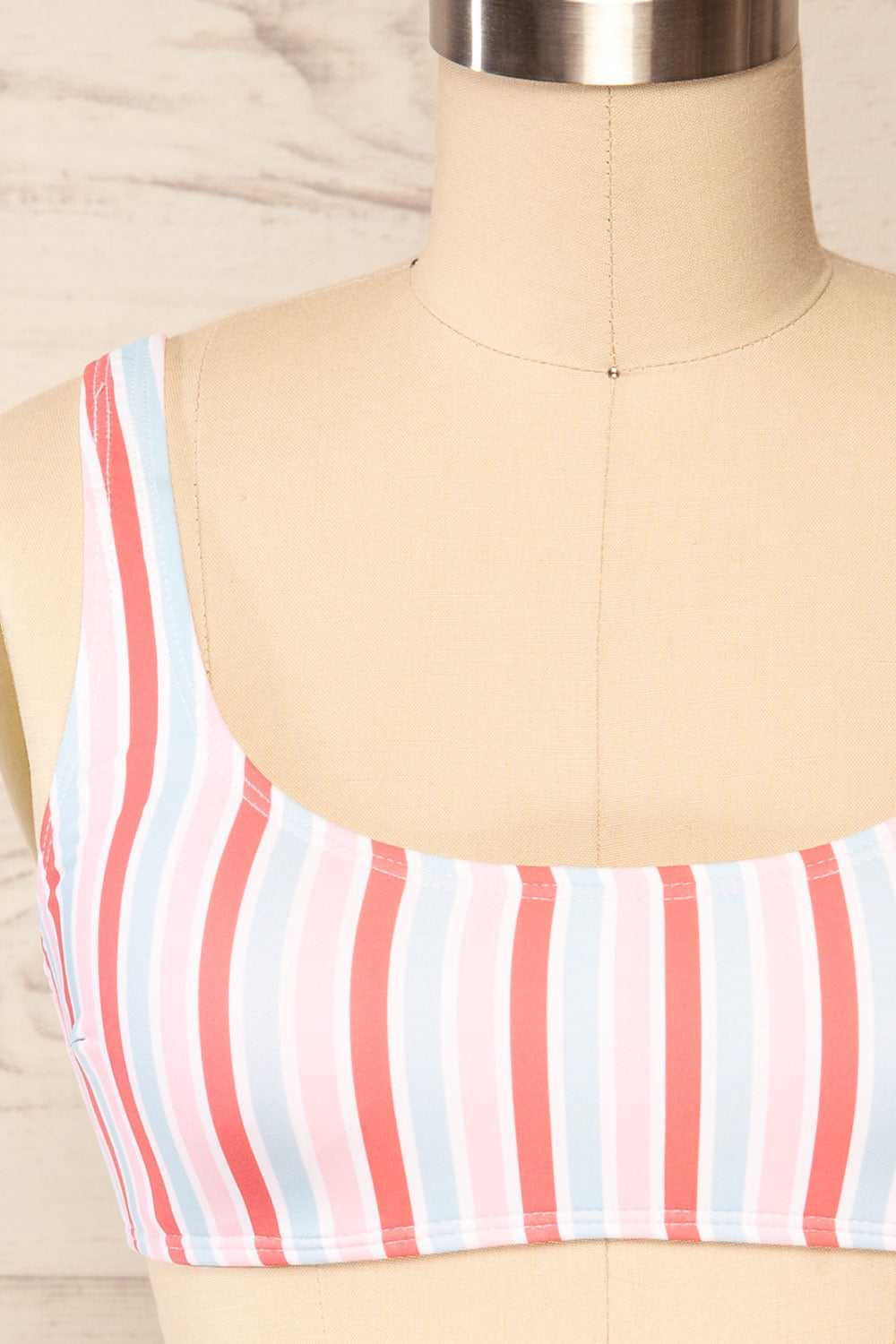 Radkow Sport Style Striped Bikini Top | La petite garçonne - front close up