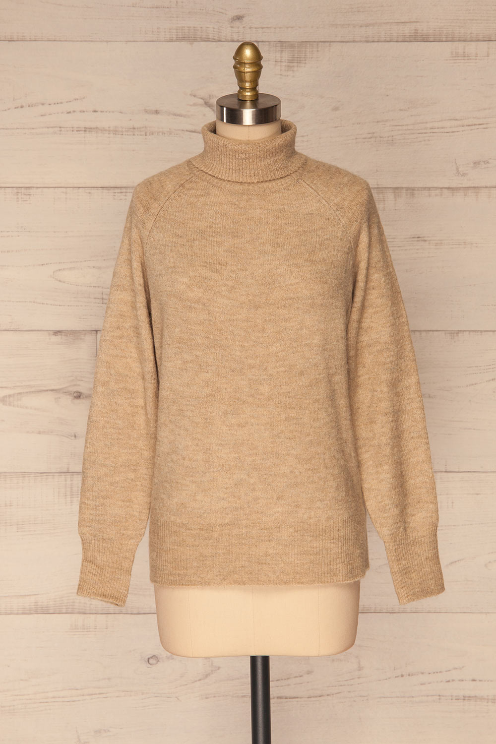 Radomysl Beige Turtleneck Knit Sweater | La petite garçonne front view