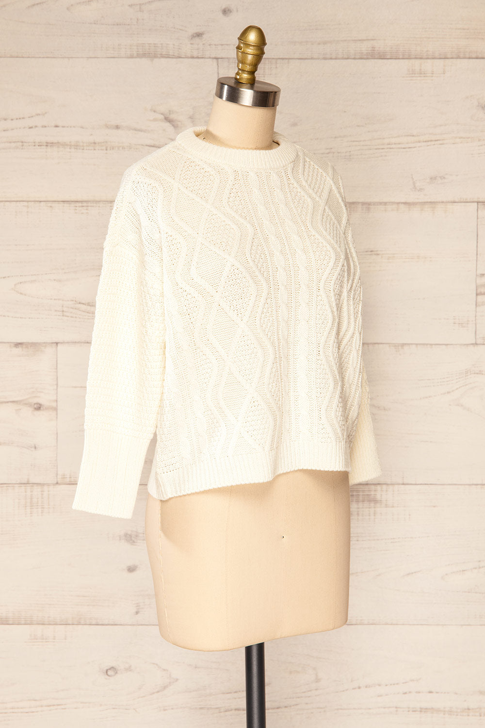 Randers Cream Knit 3/4 Sleeves Top | La petite garçonne side view