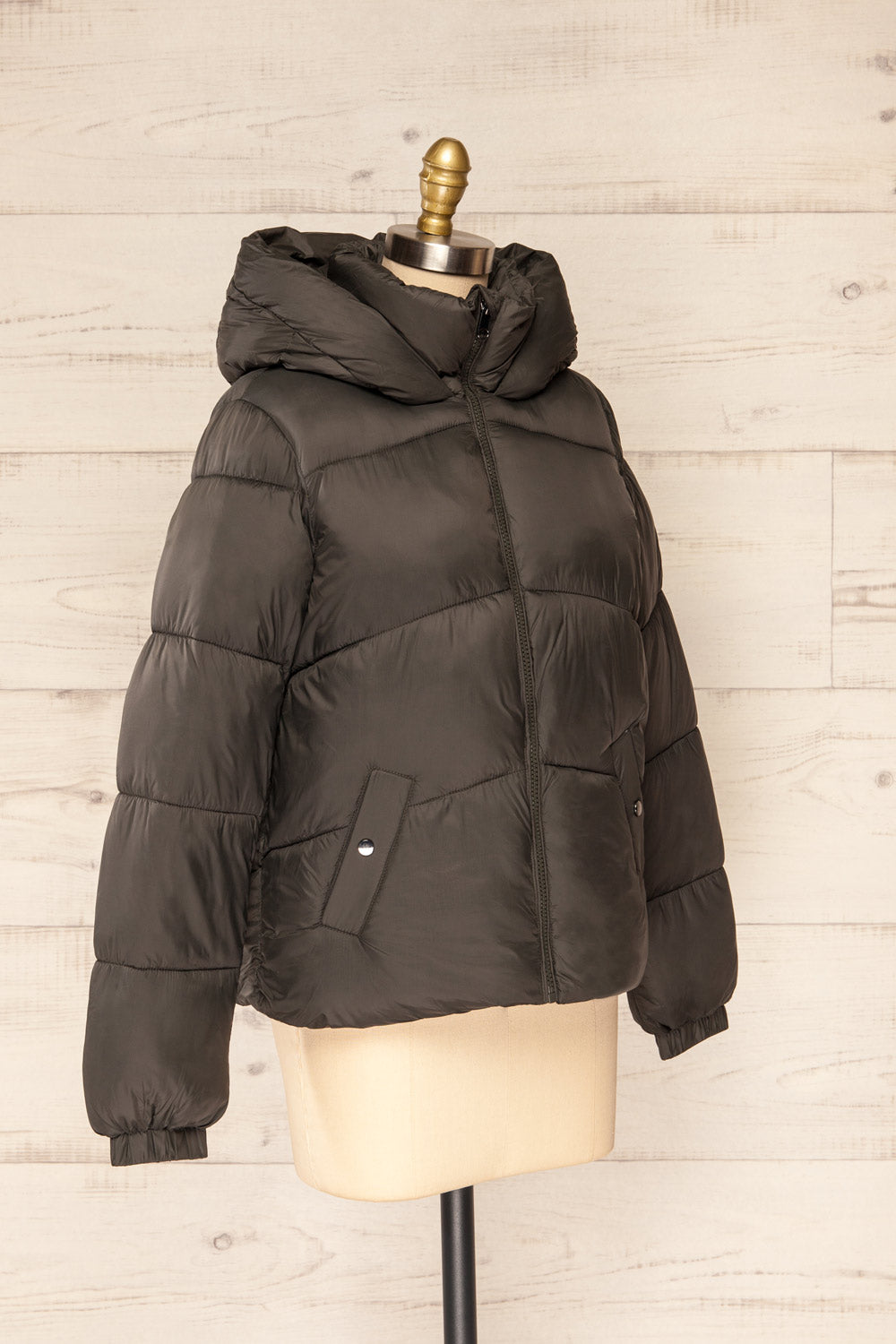 Rasdale Charcoal Short Puffer Coat | La petite garçonne side view