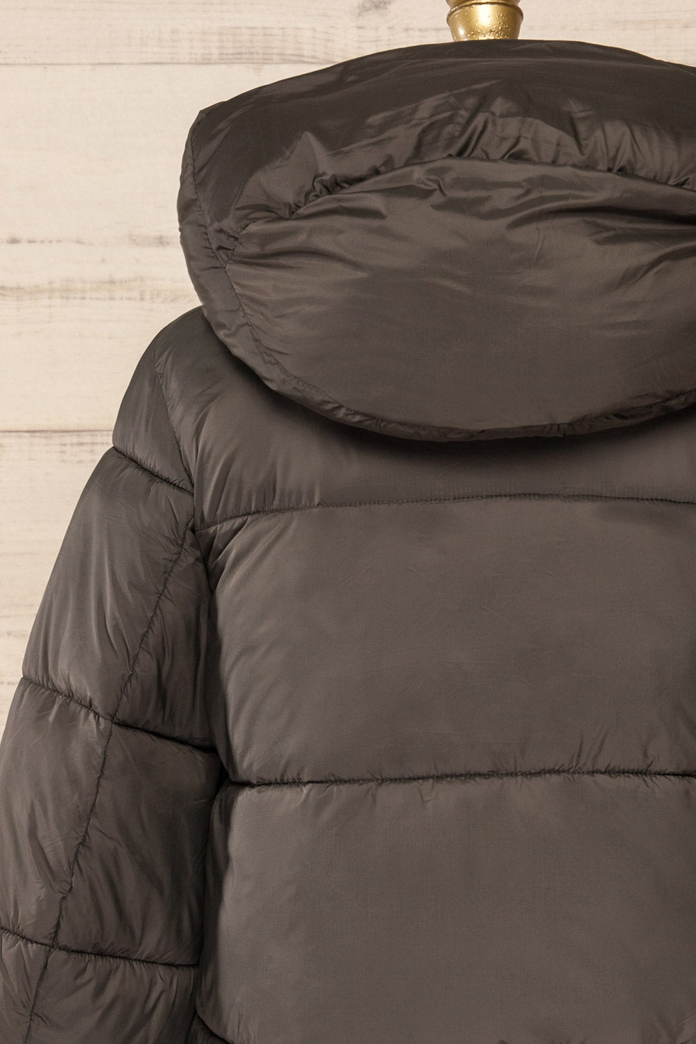 Rasdale Charcoal Short Puffer Coat | La petite garçonne back close up