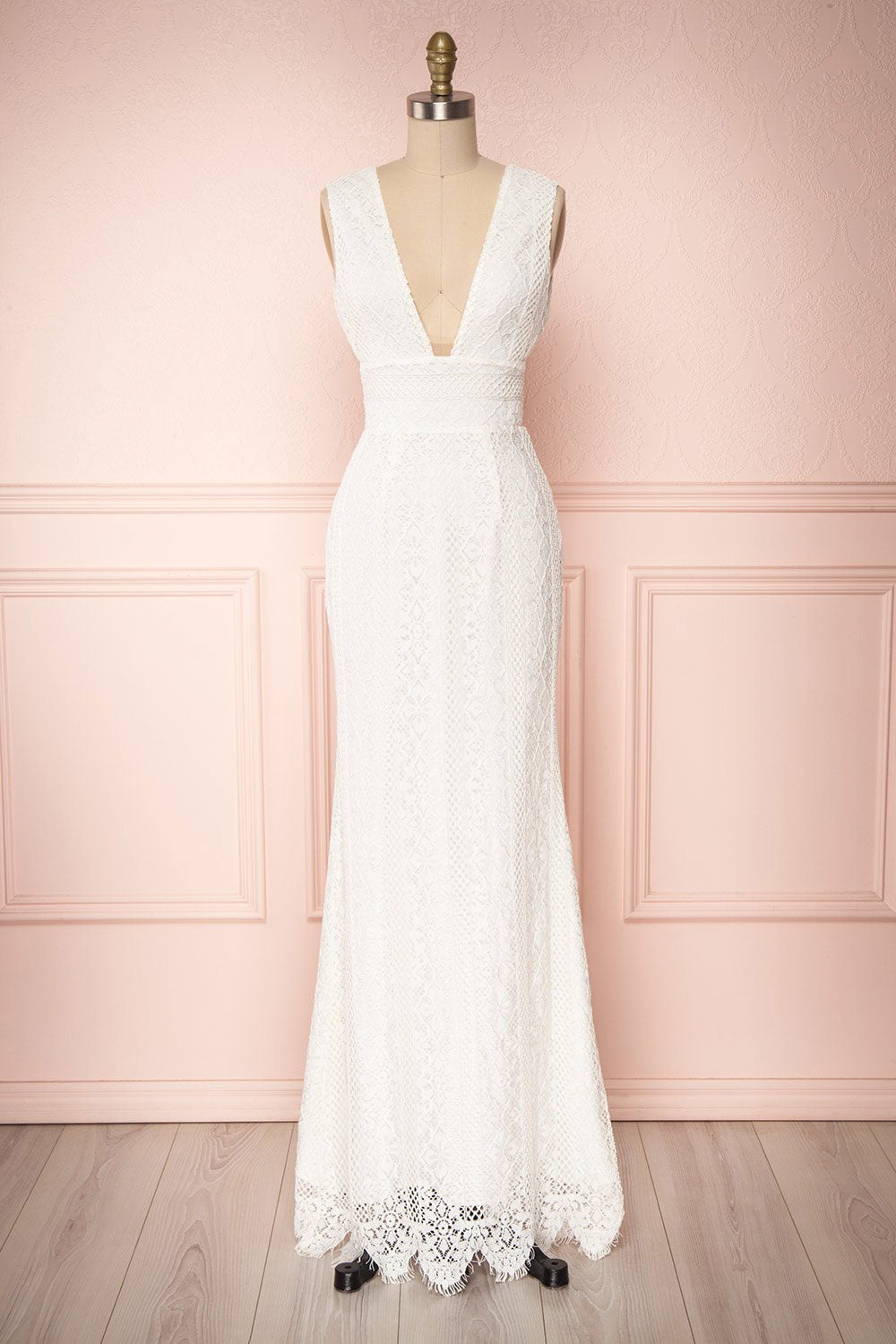 Rashmi White Crocheted Lace Mermaid Bridal Dress | Boudoir 1861