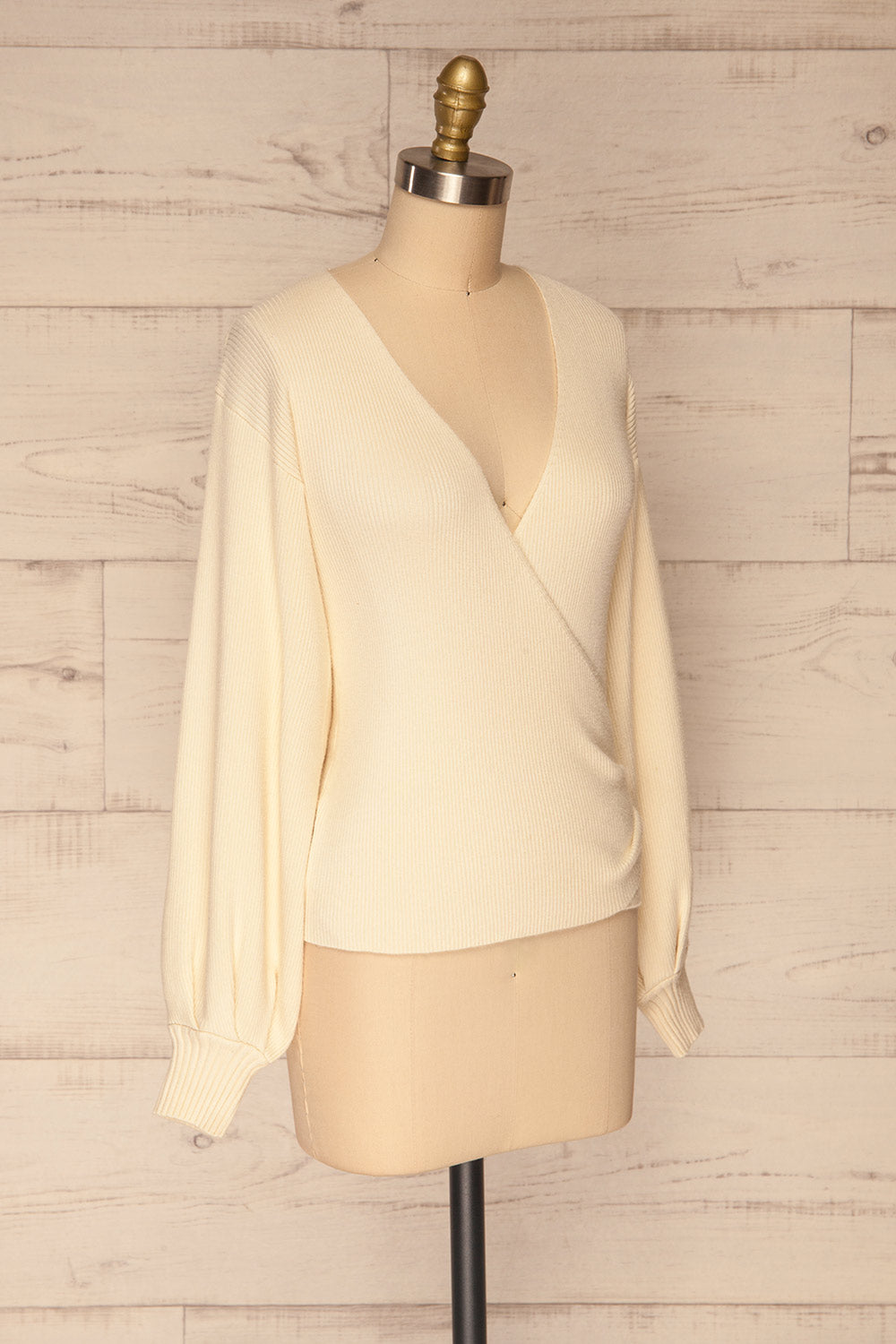 Recz Ivory Faux-Wrap Knit Top | La petite garçonne side view